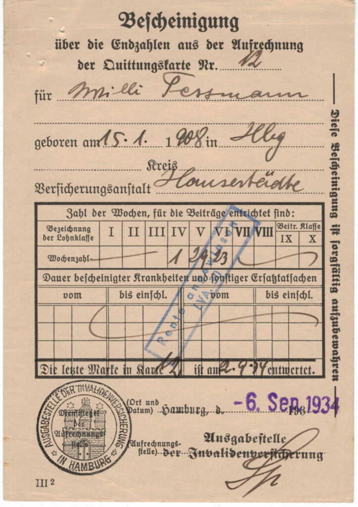 Sozialversicherungskarte 1934