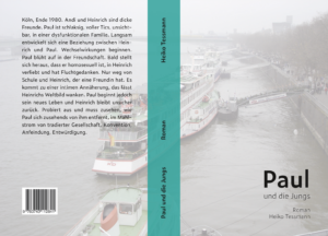 Cover des Buchs 'Paul und die Jungs'. Vorder- und Rückseite. Der Rhein von der Hohenzollernbrücke auf die Anleger der Köln-Düsseldorfer.